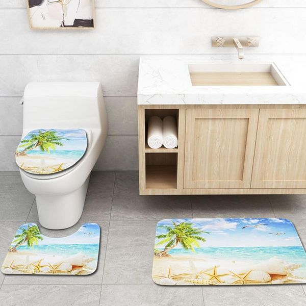 

bath accessory set 3pcs carpet bathroom printing mat kitchen doormats decor toilet seat tank cover rug sell