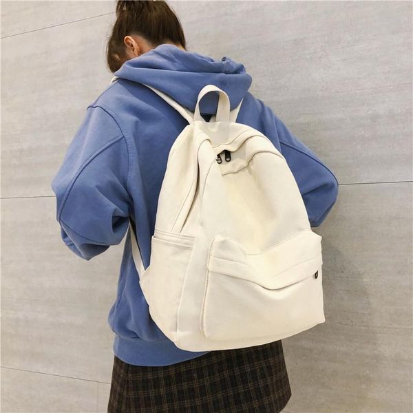 

backpack fashion high capacity women solid color canvas quality school bag for teenager girls backapck
