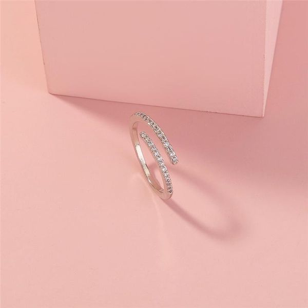 

simple all-match zircon ring valentine's day personality charm gift woman fashion party creative jewelry wedding rings, Slivery;golden