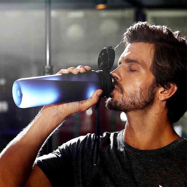 

uzspace sport water bottle 800ml 1000ml a leakproof reusable tritan for fitness lightweight sustainable 210908