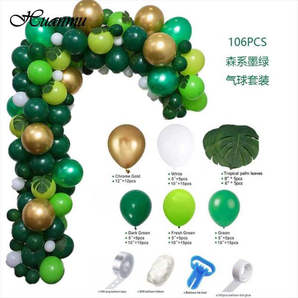 

106pcs dark green balloon garland arch kit retro color set wedding birthday party decorations baby shower helium globos decoration