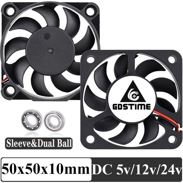 

2pcs gdstime 50mm 3d printer fan 50x50x10mm dc 5v 12v 24v 2pin mini pc lapcomputer cooler 5cm cooling axial fans 5010 & coolings