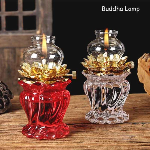 

candle holders religious candlestick temple buddha front lotus for lamp household colored glaze adjustable kerosene liquid