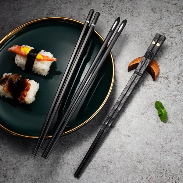 

chopsticks 5 pairs stainless steel chinese for eating reusable metal korean cooking set alloy sushi sticks tableware