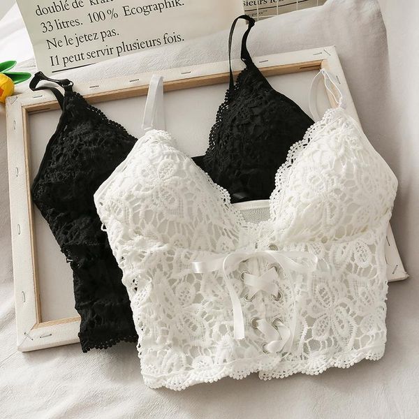 

lace crop tees women front tie sleeveless cami summer white v neck spaghetti strap party club