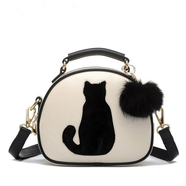 

evening bags 2021 fashion women handbag pu leather bag full moon candy color cute cat with fur ball shoulder crossbody b014
