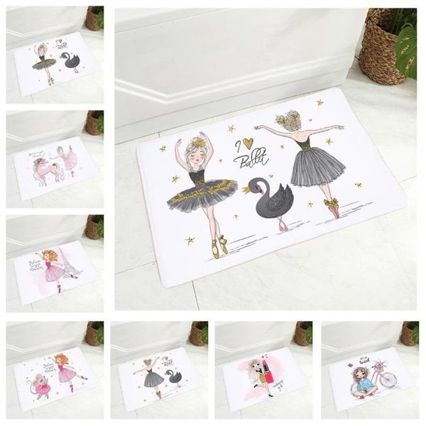 

cushion/decorative pillow lychee life ballet girl doormat non-slip printed soft flannel carpet decor cartoon star floor door mat for hallway