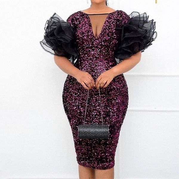 

women's plus size sheath dress color gradient round neck sequins sleeveless spring summer prom dress knee length dress party vacation /, Black