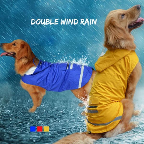 

dog apparel raincoat golden retriever medium large hooded two-leg waterproof clothes rainproof pet rain coat