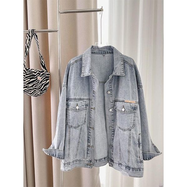 

women's jackets vintage women jacket autumn winter oversize denim casuall fashion jeans coat turn-down collar outwear bomber streetwear, Black;brown