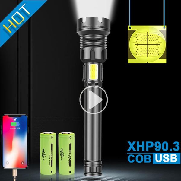 

xhp90.3 + cob high power led flashlights 18650 26650 rechargeable usb lanterna torch camping lamp xhp90 xhp70 xhp50 flash light torches