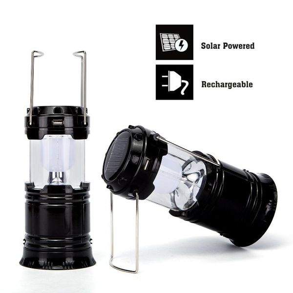 

solar powered led camping lantern collapsible emergency for outdoor night lawn lamp charging portable lanterns