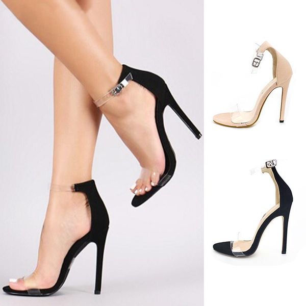 

shoes women sandals extreme high heels transparent clear classic pumps, Black