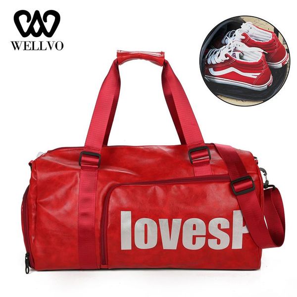 

outdoor bags men pu leather travel women's handbag big tote hand fitness shoulder bag luxury belt duffle training weekend xa771wb