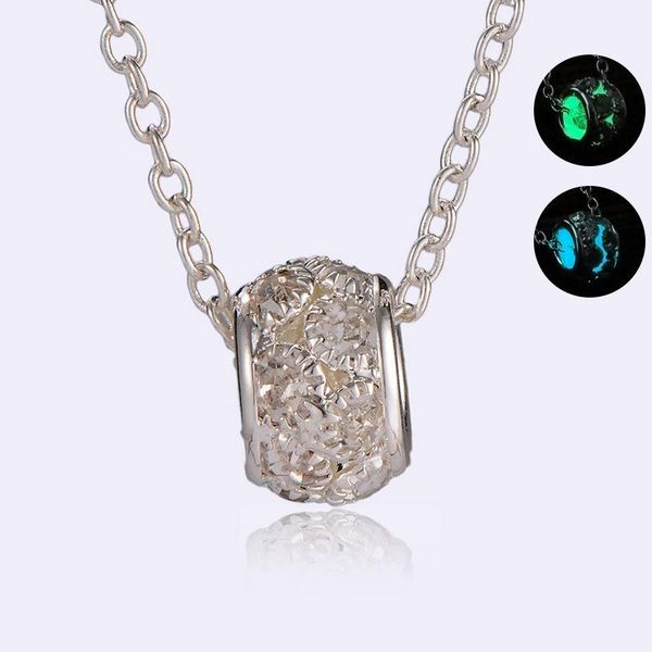 

chains silver plated glow in the dark jewelry with dolphin shaped luminous stone choker long pendant necklace for women