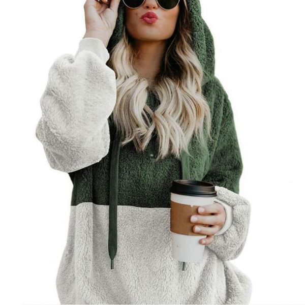 

women's hoodies & sweatshirts 2021 casual lady hoodie contrast colors long sleeve patchwork elastic cuff sweatshirt warm zipper women f, Black