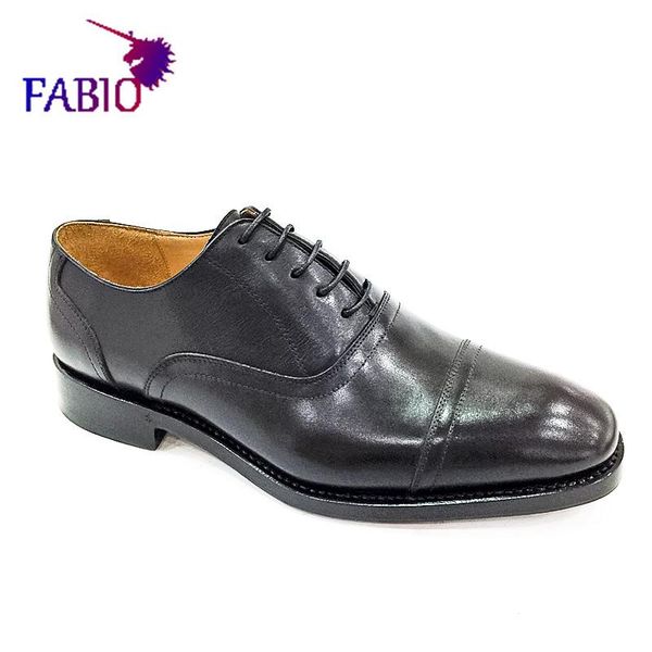 

french cowhide men's dress shoes leather outsole, Black
