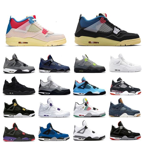

union x jumpman 4 mens basketball shoes cactus jack royalty black cat pure money white cement 4s men women trainers sports sneakers