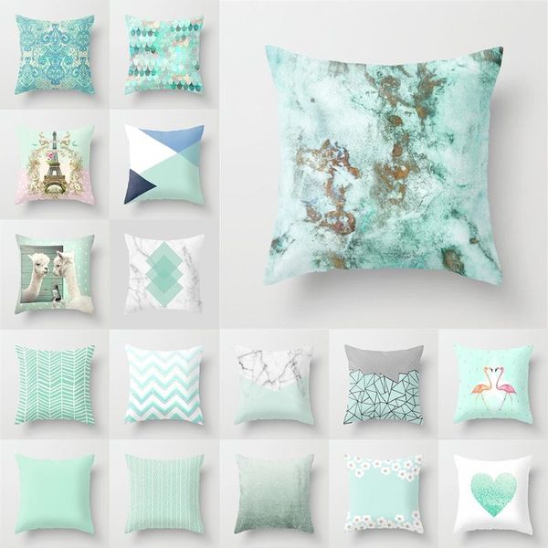 

pillow case mint green geometry stylish square sofa cushion cover bedroom living room comfortable home decor