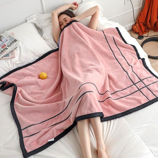 

blankets coral fleece blanket solid color summer lunch break air conditioning cover leg single shawl four seasons universal