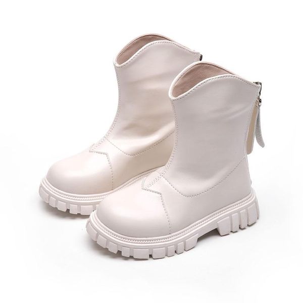 

boots children leather for boys girls fashion autumn winter kids school back zipper 2021 brand 26-36, Black;grey