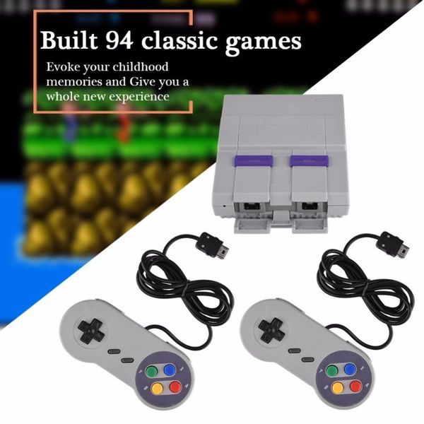 

20pcs 16 bit games retro mini tv with 94 built-in different games for snes two gamepads av out portable players game