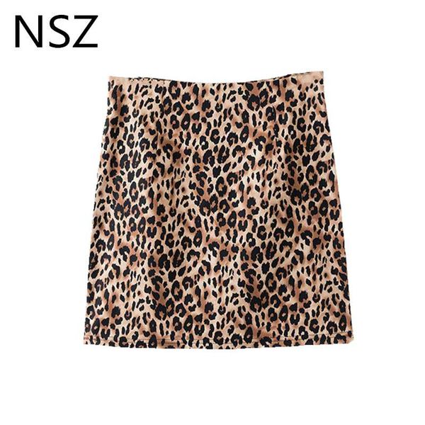 

skirts nsz women animal leopard print skirt high waist vintage mini fall winter 2021, Black