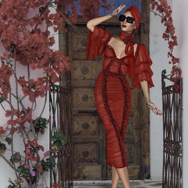 

ceremokiss summer bandage dress women red mesh slit ruched draped lace cami bodycon dresses midi club party night going out casual, Black;gray