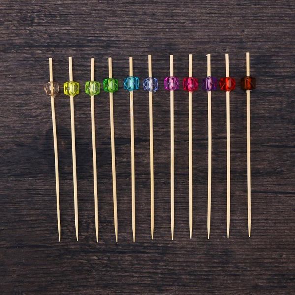 

pcs 12 cm cocktail picks creative handmade square octagonal bead appetizer fruit toothpicks party supplies forks