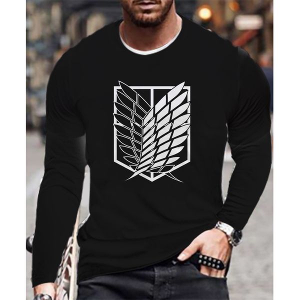 

attack on titan enchanting men is a 3d printed t-shirt visual impact party streetwear round neck high-quality long-sleeved designer xl print, White;black