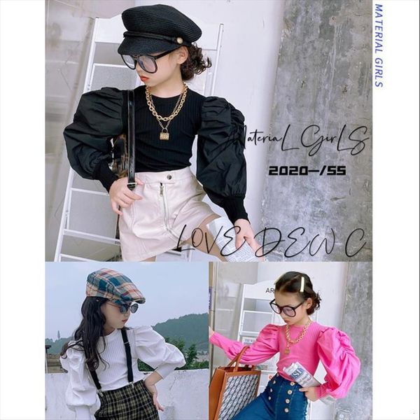 

children puff long sleeve t shirt spring autumn girls fashion cotton shirts kids tees 4 14y ws1791, Blue