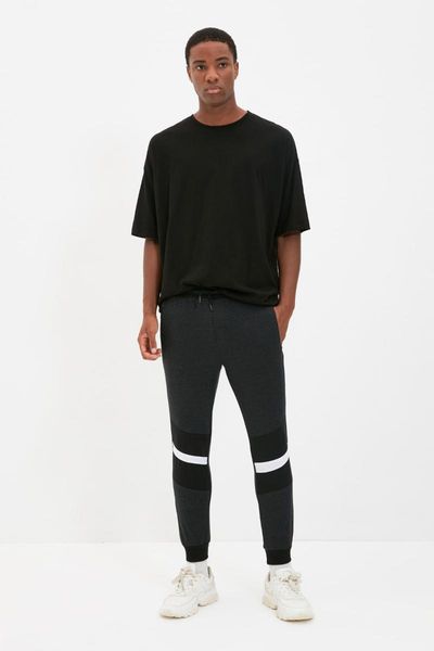 

running pants trendyol men 's regular fit sweatpants tmnaw22ea0037, Black;blue