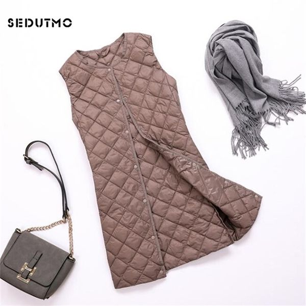

sedutmo spring ultra light women down coat long vest autumn puffer jacket waistcoat slim parkas ed759 210927, Black
