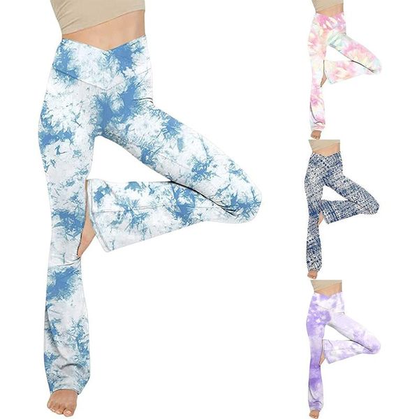 

yoga outfit women tie dye high waist drawstring wide leg long pants dance trousers black for running jogging gymnastics