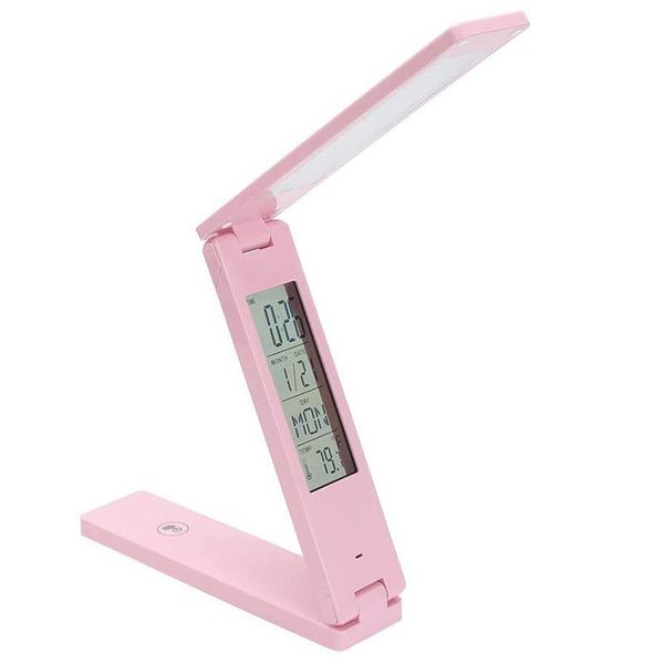 

other clocks & accessories 18led desk lamp with usb charging port table and lcd display built-in time/day/alarm/temp light 1, pink