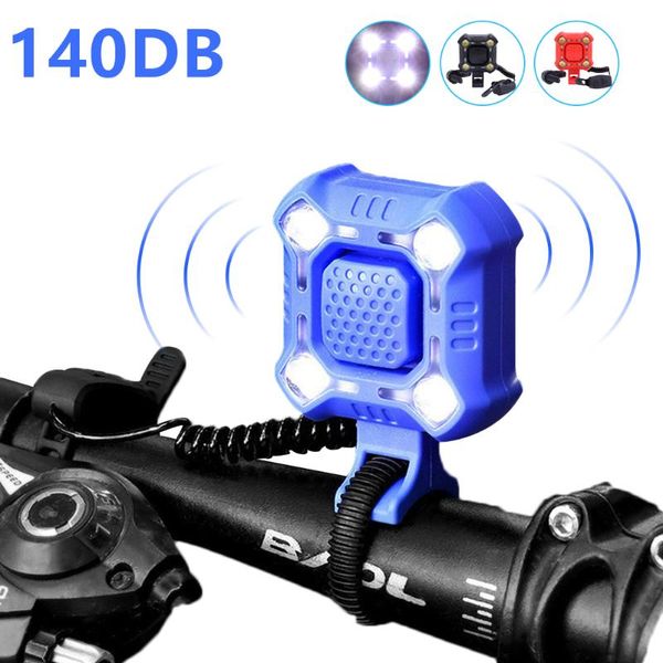 

bike horns 140db bell with 4 lamp cycling light rechargeable headlight electric horn ipx6 waterproof accessory