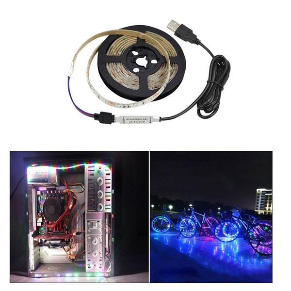 

strips usb led strip light 5v rgb 3-key controller tv background backlight lamp tape for indoor decoration