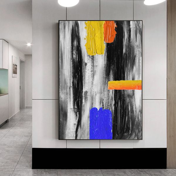 Großer moderner Wandkunst-Leinwanddruck, blaues und gelbes Gemälde, abstraktes Poster für Wohnzimmer, Arbeitszimmer, Dekoration, ohne Rahmen
