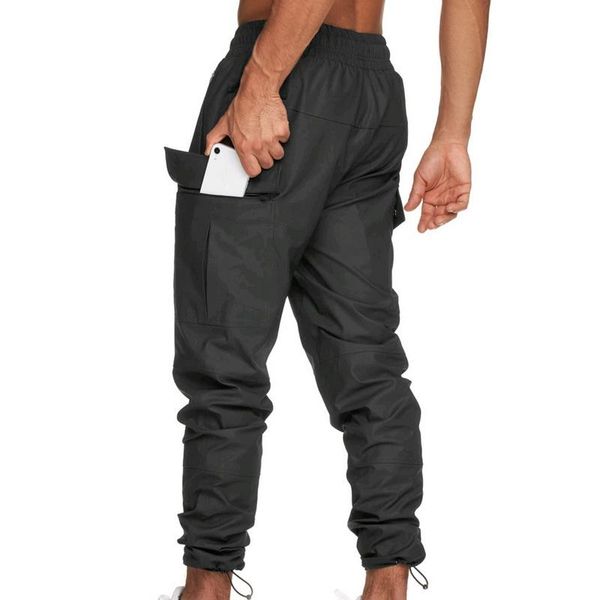 

fashion men harem pants sport jogger trouser outdoor fitness sweatpants casual pantalon homme cargo drawstring track men's, Black