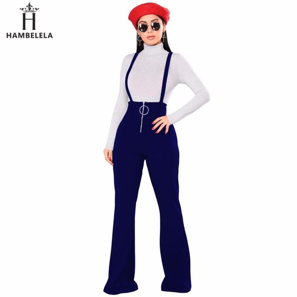 

women's jumpsuits & rompers hambelela 2021 winter vintage front zipper flare pants with belt wide leg women high waist palazzo sweatpan, Black;white