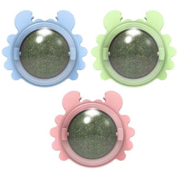 

cat toys 1pc catnip ball treat snack self-adhesive rotated cats wall mount molar teething squeak toy for