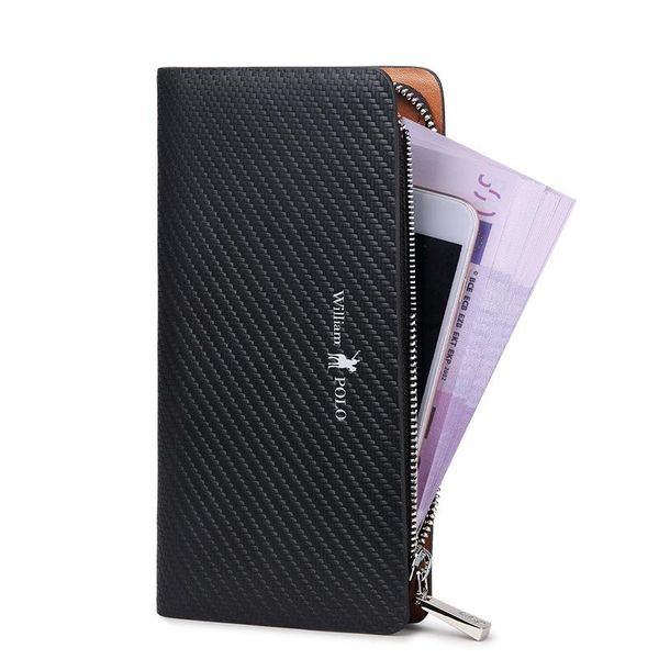 

wallets williampolo original brand 100% leather wallet men famous long knitting pattern luxury #118, Red;black