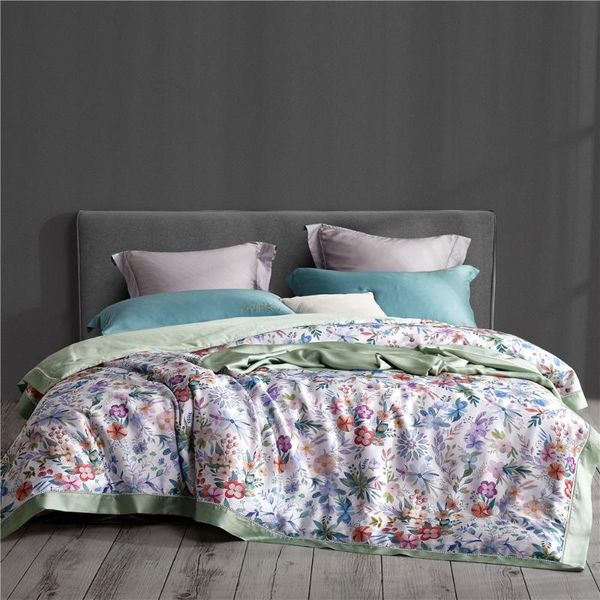 

comforters & sets rainforest palm leaves plants summer bed quilt 100% lyocell silky soft comfortable air conditioning duvet blanket bedsprea