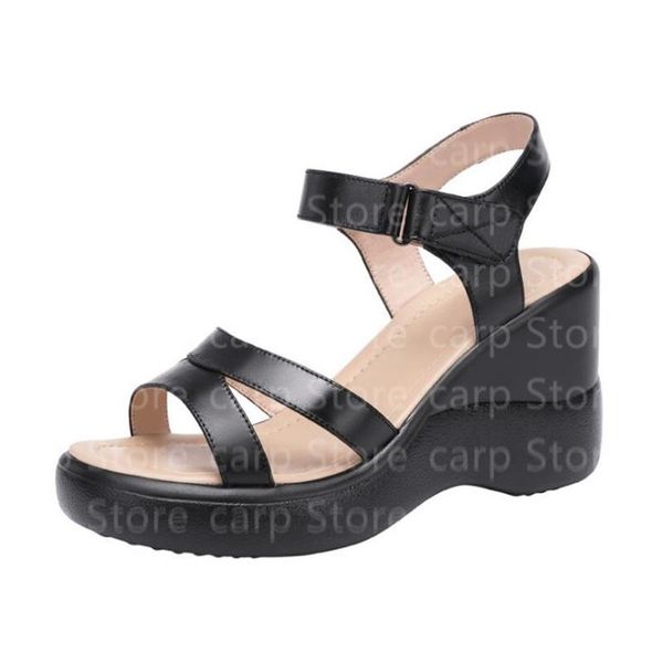 

sandals summer women slippers gladiator shoes,comfortable block high heels for mum,open toe,cross strap,black,drop