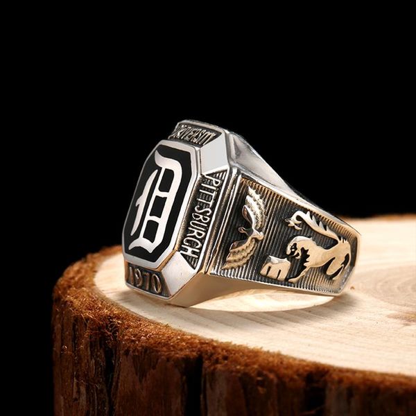 

cluster rings 925 silver vampire diary ring retro thai d european and american atmosphere damon personality index finger, Golden;silver