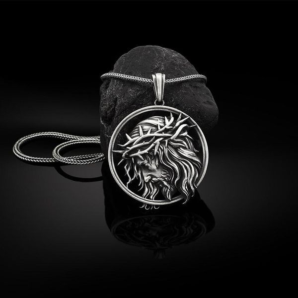 

religion christian jesus christ crucifixion catholic hip hop men's pendant necklace tag, Silver