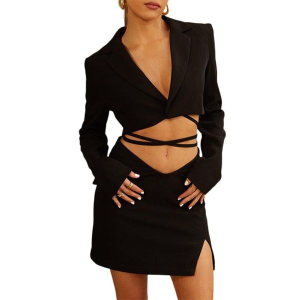 

women's hoodies & sweatshirts women\u2021s t-shirt and skirt suit fashion solid color long sleeve cardigan split tight, Black