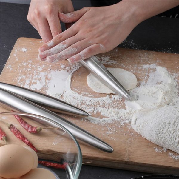 Mattarello in acciaio inossidabile Utensili da cucina Rullo per pasta Cuocere Pizza Noodles Biscotti Gnocchi Fare Strumento di cottura antiaderente