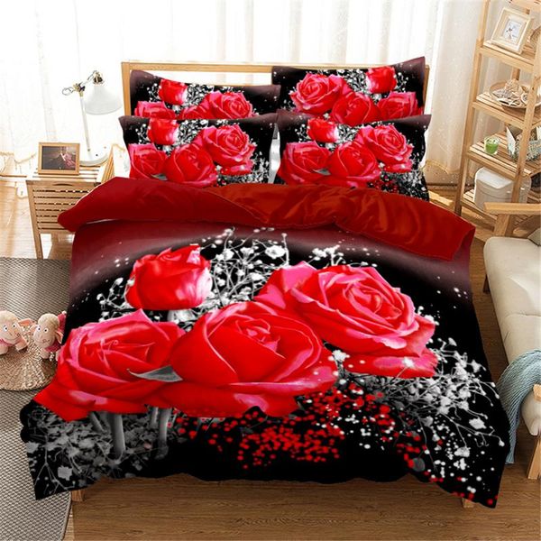 

bedding sets rose garden set duvet cover 3d digital printing bed linen  size fashion design