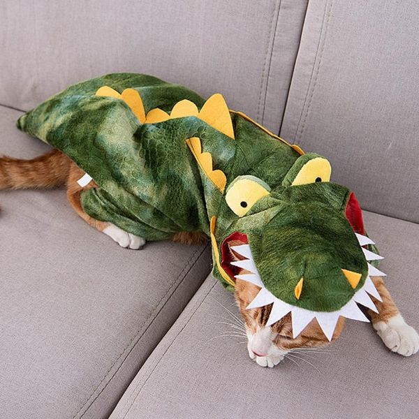 Costumi per gatti vestiti per cani da compagnia caldi inverno Crocodile Funny Crocodile trasformato Halloween Cosplay Costume Outfit Suppl